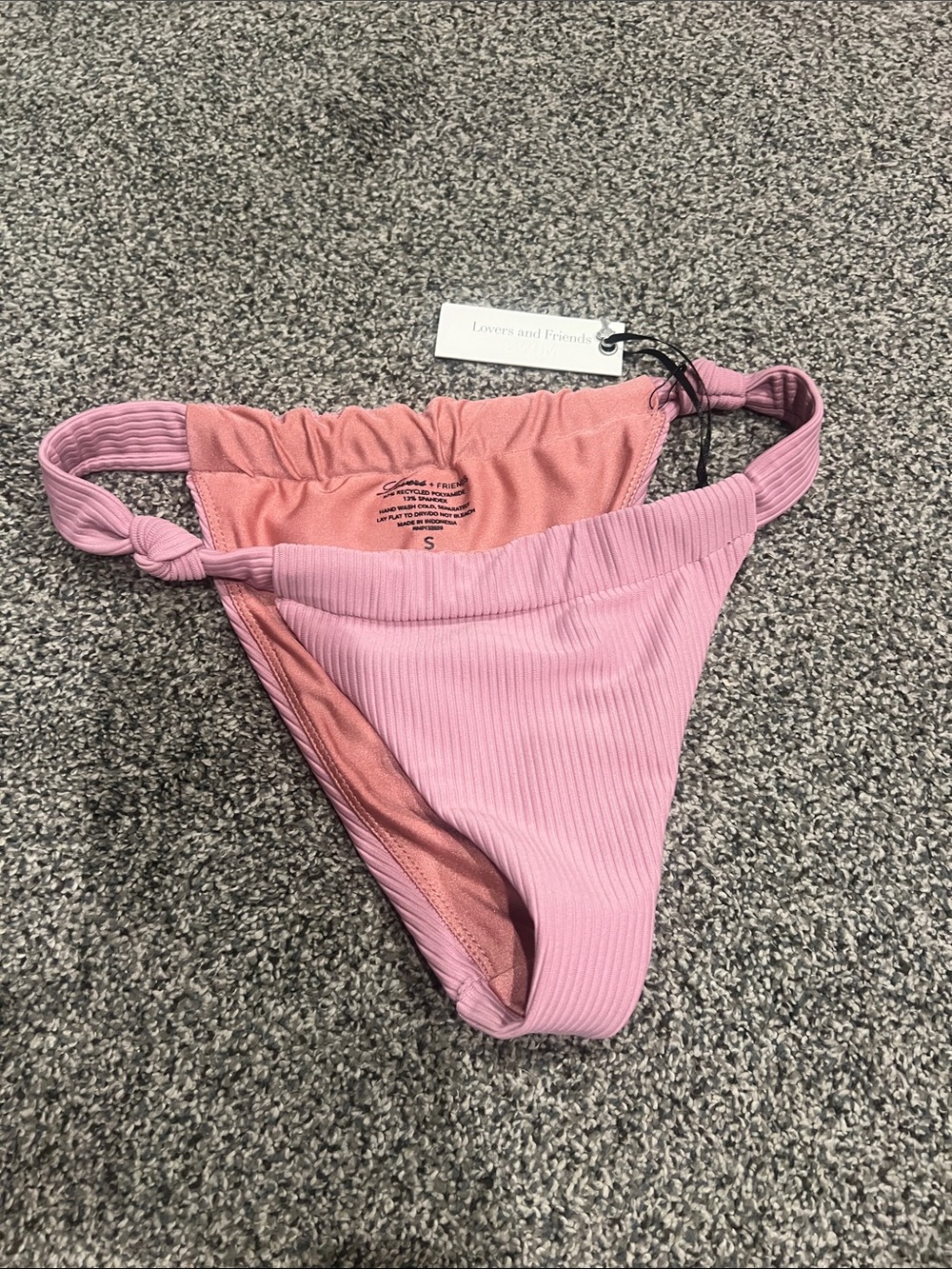 Lovers + Friends Pink Ribbed Bikini Bottoms